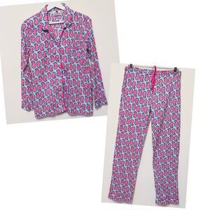 Malabar Bay • S • 100% Organic Cotton Pajama Set Pink Blue Paisley Print